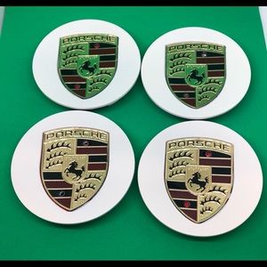 4 Porsche center cap custom made white color